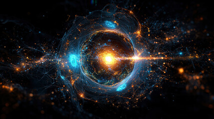 Fototapeta premium vibrant cosmic explosion with glowing particles and swirling energy, representing beauty of universe