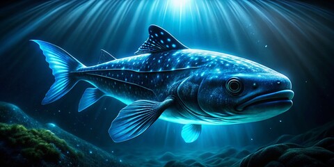 Fototapeta premium Deep Ocean Whalefish: Low Light Bioluminescence Underwater Photography