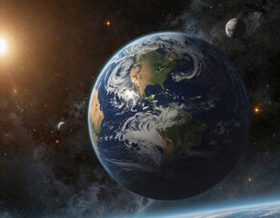Fototapeta premium earth and moon