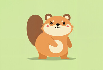 Adorable Kawaii Squirrel with Cheerful Expression in Minimalist Style