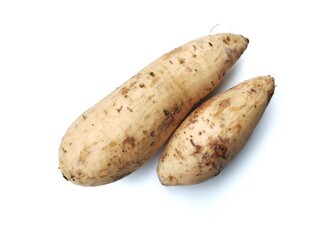 Fresh sweet potatoes isolated on white background