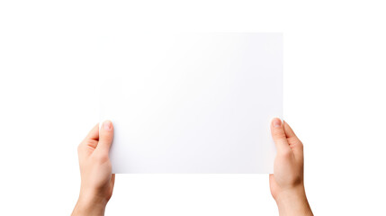 Hand holding blank book & hard cover mockup Isolated on transparent background, clippig path