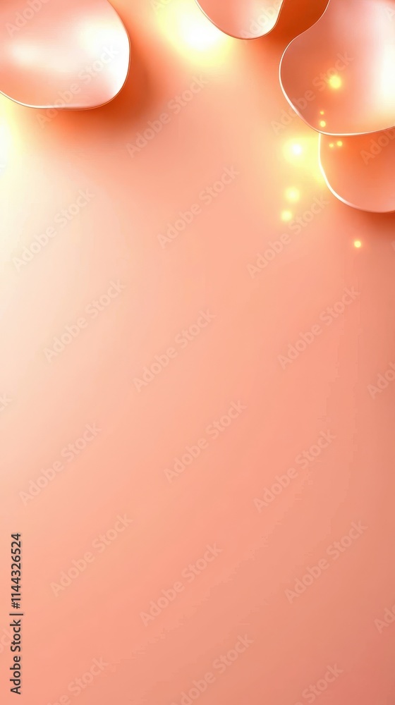 Poster soft blush background with curved elements and glowing lights