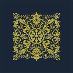 golden decorative elements. Vintage decor floral collection.