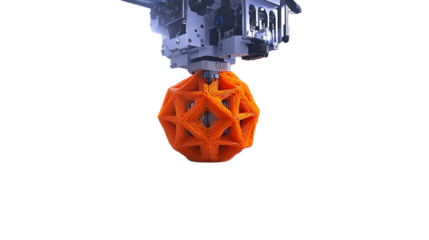 A 3D printer creating a camera isolated on white background