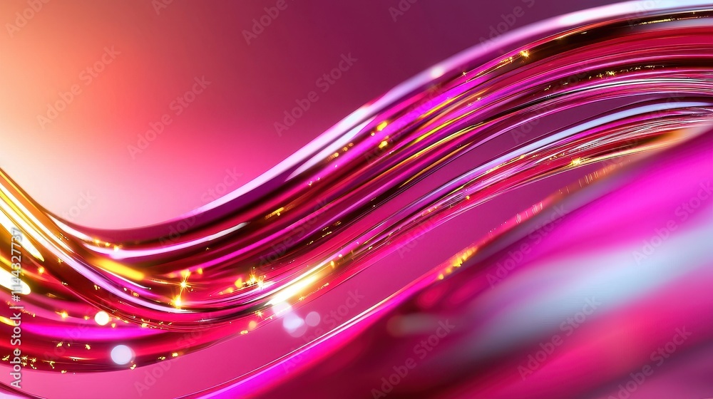 Poster abstract pink wave formation with shiny texture and light effects