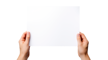 Hand holding blank book & hard cover mockup Isolated on transparent background, clippig path