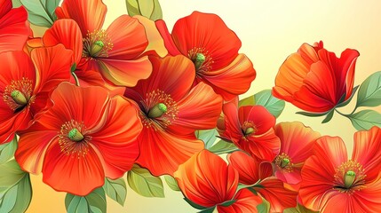 Obraz premium Vibrant Red Poppies in Full Bloom Artistic Display