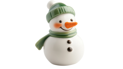 Mini Snowman Figurine with Carrot Nose Perfect for Holiday Decorations and Winter Themed Crafts.