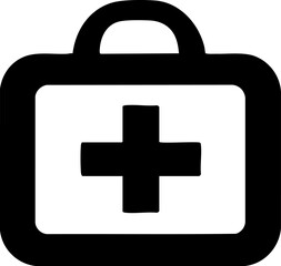 Fototapeta premium A simple illustration of a first aid kit, symbolizing emergency medical care and safety support for health-related situations.