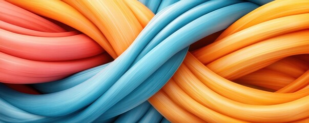 A vibrant abstract image showcases intertwined, colorful lines creating a dynamic and flowing design The swirling composition evokes a sense of energy and movement, perfect for conveying complex