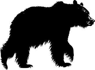 A detailed silhouette illustration of a bear, showcasing its majestic form and natural beauty in wildlife.