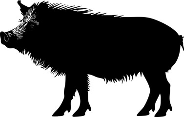 A stylized silhouette of a wild boar, showcasing its distinctive features and stance, perfect for wildlife-themed designs.