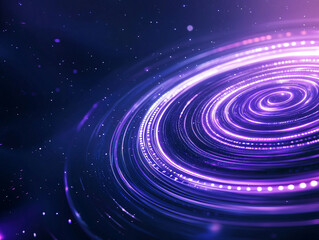 Obraz premium glowing spiral galaxy with vibrant purple and blue hues, surrounded by stars in deep space