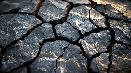 Fototapeta premium Close-up of cracked, dry earth; arid land texture.