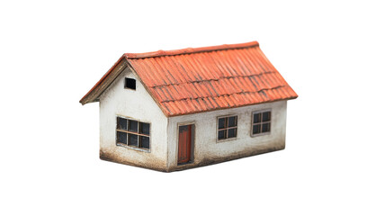 A Detailed Miniature House Model with a Red Roof, Perfect for Home Decor, Architectural Presentations, and Craft Projects.