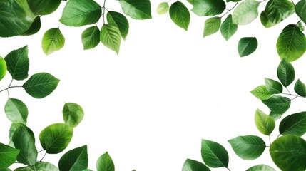 Leafy green background with a white background. The leaves are scattered all over the background