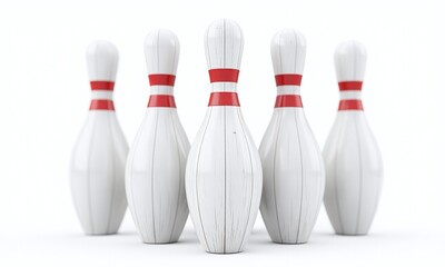 Bowling pins white wooden texture red stripes vintage