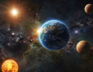 Earth in a beautiful solar system