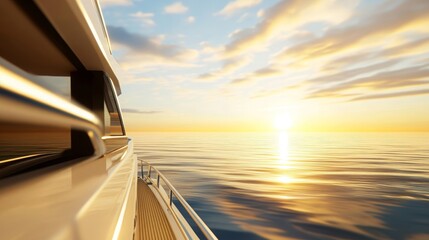 Fototapeta premium Luxury Yacht Sunset Cruise Ocean Travel Vacation