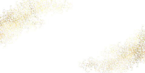 Gold glitter. Golden sparkle confetti.Golden sand, chaotically scattered.PNG background and gold border frame you can apply at wedding Invitation, Thank you Card, posters, modern card design template.