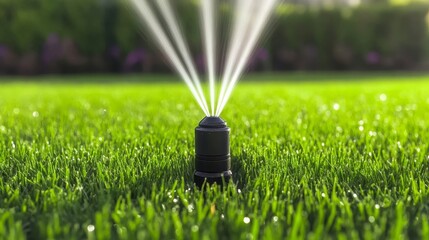 Lawn Sprinkler Irrigation Green Grass Garden Watering System