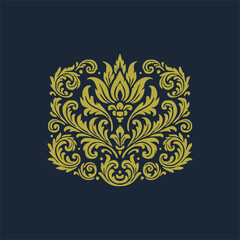 golden decorative elements. Vintage decor floral collection.