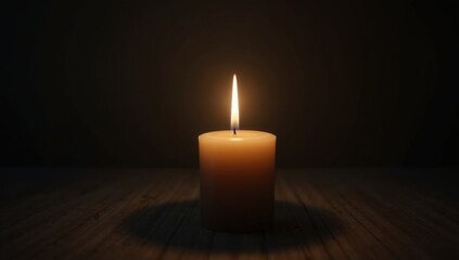 Single candle in dark room