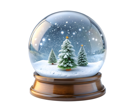 snow globe isolated on transparent background, cut out, PNG