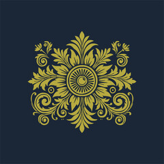 golden decorative elements. Vintage decor floral collection.