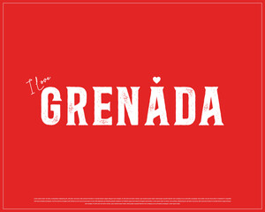 I love GRENADA typography design with a heart on red background, Vector design of I love GRENADA, Independence Day of GRENADA, GRENADA Typographic Design