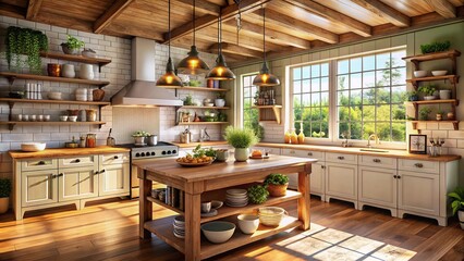 Farmhouse Kitchen Decor: Rustic Chic Country Style Photography -  Images of Kitchen Island, Cabinets, Lighting,  Accessories