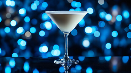 青い背景のクリーミーなカクテル