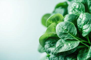 Close-up of vibrant green spinach leaves, showcasing their texture and freshness.