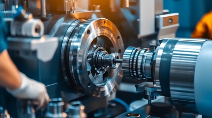 Close-up of precision machining process on a metal part.