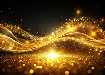 Obraz premium Golden Light Wave: Sparkling Luxury Background for Festive Design