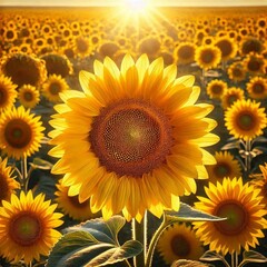 Fototapeta premium Vibrant Sunflowers Blooming Under the Summer Sun