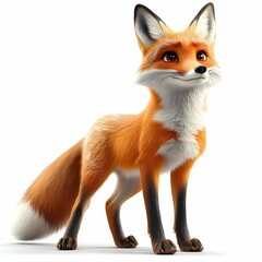 Obraz premium Whimsical Fox Illustration on White Background