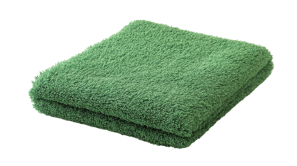 A Neatly Folded Green Hand Towel Perfect for Spa, Home, or Bathroom Decor with Fluffy Texture for Ultimate Softness.