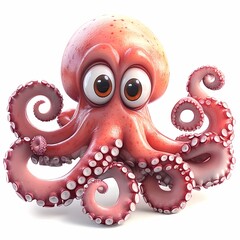 Graceful Flying Squid Illustration on White Background