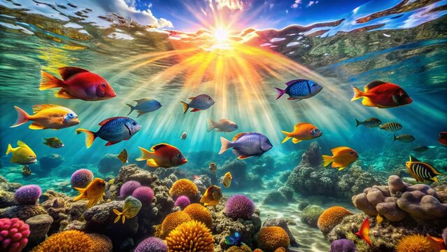 Hawaii Fish Drone Photography: Aerial Views of Colorful Reef Fish, Underwater Paradise, Pacific Ocean Wildlife