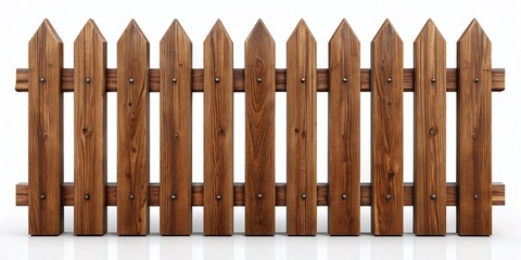 High-Resolution Wooden Fence, Brown Fence Clipping Path, Isolated Wooden Fence,  Depth of Field Photography, Rustic Fence Image