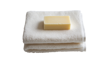 Neatly Folded White Bath Towel Perfect for Spa and Relaxation Settings, Ideal for Home Decor and Hospitality Industries.