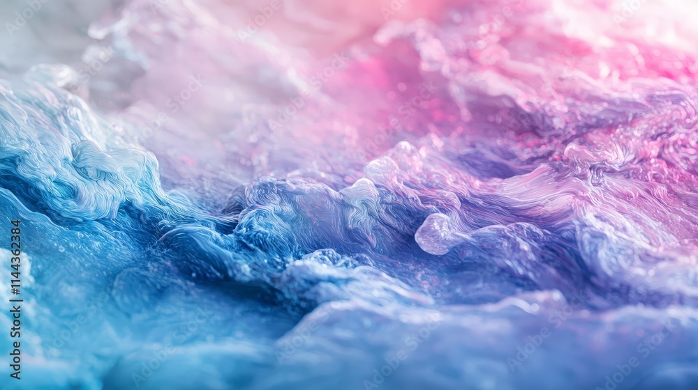 Poster Digital visualization of fluid dynamics abstract art showcasing gentle patterns in a serene calm environment