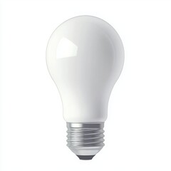 A modern white light bulb on a white isolated background.