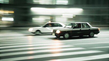 Motion blur of cars at the intersection
