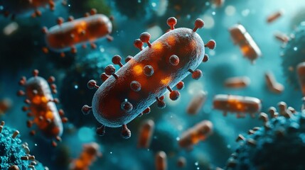 Microscopic virus molecules neutralized by medication laboratory environment scientific event