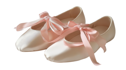 A Beautiful Pair of Soft Pink Satin Ballet Shoes Perfect for Dance Performances, Rehearsals, and Elegant Ballet Lessons.