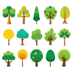 Fototapeta premium A set of natural tree icon vector illustration 