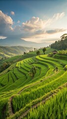Fototapeta premium Rice fields , Serene relaxation view